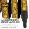 Picture of Guitar Strap, Jacquard Embroidered Cotton Straps with Genuine Leather Ends Shoulder Strap for Bass, Acoustic, Electric Guitar (Retro Yellow)