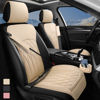 Picture of BEITK 2 Pack Leather Front Car Seat Covers, Universal Sideless Car Seat Protectors with Storage Pocket and Seat Belt Pads, Waterproof Automotive Seat Cover for Cars Trucks SUV(Beige)