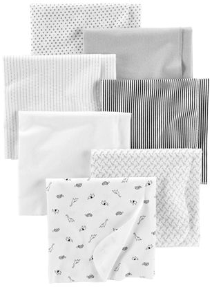 Picture of Simple Joys by Carter's Unisex Babies' Muslin burp cloths, Pack of 7, Grey/White/Black, One Size