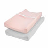 Picture of TILLYOU Changing Pad Cover Set in Soft Jersey Material Diaper Changing Table Sheets - Fits 32"/34''x16 Contoured Pad for Babies,Peachy Pink & Lt Gray