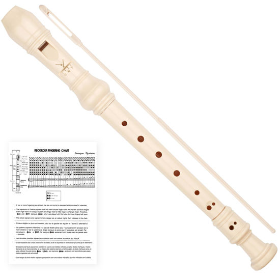 Picture of YONTY Soprano Recorder 8-Hole Instrument for Kids Beginners, German Style C Key Kids Flute with Cleaning Rod & Case Bag for School Education Home Entertainment - Beige