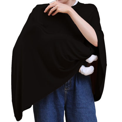 Picture of Seejoy Nursing Cover for Breastfeeding, 360°Full Coverage Nursing Poncho, Rayon Soft & Breathable Breastfeeding Cover up (Smooth Rayon, Black)