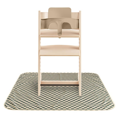 Picture of mushie Baby Splat Mat 42.5x42.5 Inch (Olive Check) | Water Resistant for Under High Chair and Infant Play