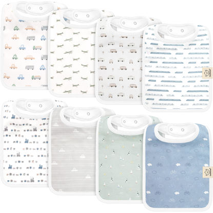 Picture of KeaBabies 8-Pack Organic Baby Bibs for Boy, Girl, Drool Bibs for Baby Boy & Girl Toddler, Infant Bibs, Cotton Bibs, Super Absorbent Drooling Teething Bibs (Vessels)