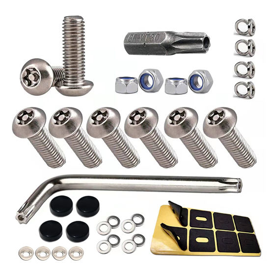 Picture of Aootf Stainless Steel License Plate Screws - Anti Theft License Plate Frame Bolts Tamper Resistant Fasteners | 1/4"(M6) Security Machine Screws | Qty 8 | for Protection License Plates on Cars Trucks