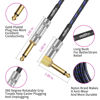 Picture of Augioth Guitar Cable 20 ft 2 Pack, Electric Instrument Bass Cable AMP Cord 1/4 Straight to Angled Dark Blue Tweed