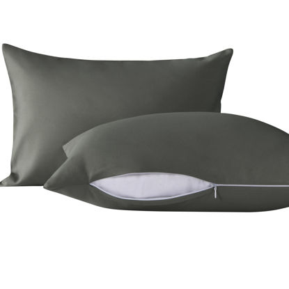 Picture of NTBAY 2 Pack Pillows with Microfiber Pillowcases, Soft Cotton Down Alternative 13x18 Zippered Pillows for Sleeping in Crib - Machine Washable - Breathable Travel Pillows, Dark Grey
