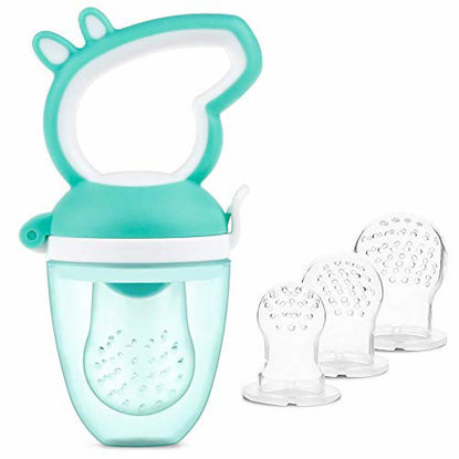 Picture of Baby Fresh Food Feeder/Fruit Feeder Pacifier- Tinabless Infant Silicone Teether Feeder,Includes 3 Different Sized Silicone Pouches for Toddlers & Kids