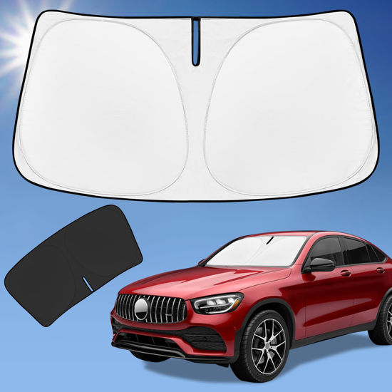 Picture of Sun Shade Sunshade for Mercedes-Benz GLC/GLK SUV Windshield Cover, 4-Layer Front Window Shade Custom fit 2016-2022 Sun Visor 240T Retractable Shield Shade Blocks UV Rays Cooler Car Accessories