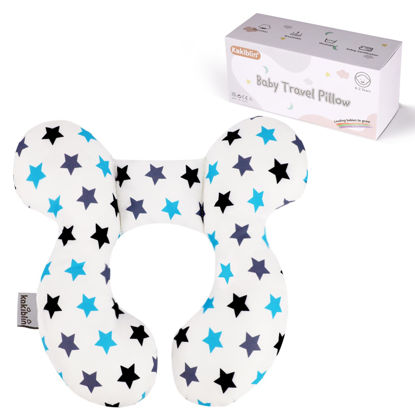 Picture of KAKIBLIN Baby Neck Pillow, Upgraded baby support pillow,Baby Neck Support Pillow for Carseat, Newborn Neck Support for Car Seat,Pushchair,Travel (White Star)