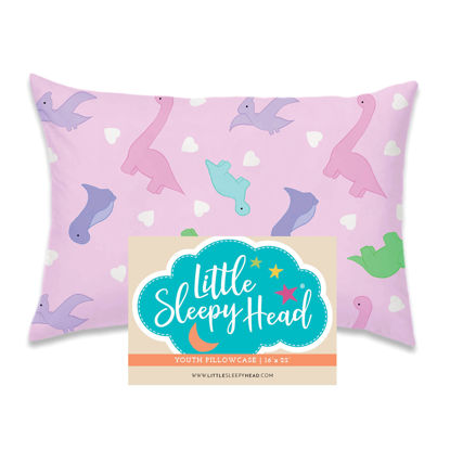 Picture of Little Sleepy Head Youth Pillowcase 16 x 22-100% Cotton & Hypoallergenic (Dinosaurs Pink)