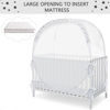 Picture of L RUNNZER Baby Pop Up Crib Tent, Crib Net to Keep Baby from Climbing Out, Crib Canopy Cover Against Falling and Bites, Strong Frame & Soft Breathable Mesh, White+stars