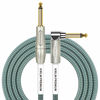 Picture of Kirlin Cable IWB-202PFGL-10/OL -10 feet- Straight to Right Angle 1/4-Inch Plug Premium Plus Instrument Cable, Olive Green Tweed Woven Jacket
