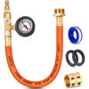Picture of EVOULTES Brass RV Winterizing Kit with Pressure Guage, 17 Inch Garden Hose with 3/4" GHT Blow Out Fitting Adaptor & 1/4" NPT Quick Connect Plug, Sprinkler Blowout Adapter for Camper, Travel Trailer