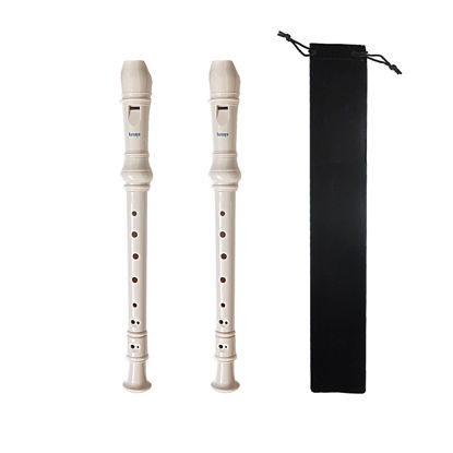 Picture of Farcaya 2-Piece Soprano Recorder Instrument for Kids Students Beginners German Style C Key 8 Hole Descant Recorder with Clean Rods Storage Case (White+White)