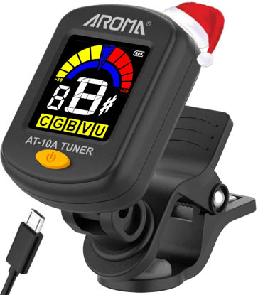 Picture of Ulumac Aroma Rechargeable Guitar Tuner Clip On for Guitar, Violin, Ukulele, Bass, Mandolin, with Chromatic Tuning Modes, Full Color Display, Quick & Accurate Tuning (Type-C Charging Cable Included)