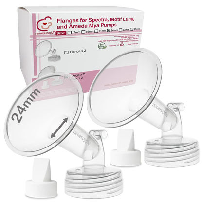 Picture of Nenesupply 24mm Flange and Duckbil Valves Compatible with Spectra S1 Spectra S2 Breastpump Replacement to Spectra Pump Parts and Spectra Flange Replace Spectra Duckbill Valves and Spectra Accessories