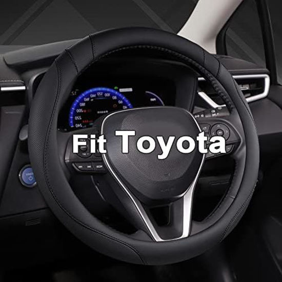 Picture of West Llama Customized Auto Car Steering Wheel Cover for Toyota Tundra Tacoma 4runner 15-15.5inches (Black-Large Size)