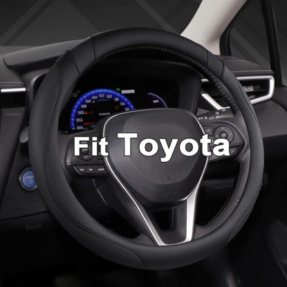 Picture of West Llama Customized Auto Car Steering Wheel Cover for Toyota Tacoma,4Runner,Tundra,Sequoia,15.5-16 inch (Black-Large Size)