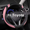 Picture of West Llama Customized Auto Car Steering Wheel Cover for Toyota Rav4 Corolla Camry Highlander (Black+Pink-Standard Size)
