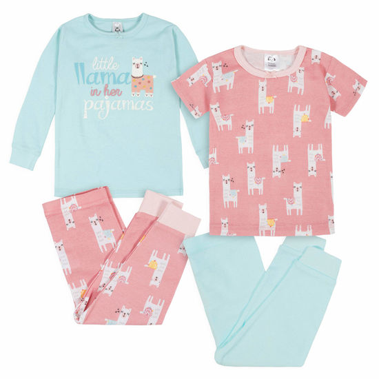 Picture of GerberBaby GirlsToddler Snug Fit 4-Piece Pajama SetLittle Llama Pink2T