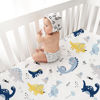 Picture of Plushii Crib Sheets for Baby Boys 4 Pack, 28"x 52" Extra Soft Microfiber Crib Sheet Set for Standard Crib & Toddler Mattress Pad, Dinosaur & Elephant & Stars & Navy Blue
