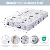 Picture of Plushii Crib Sheets for Baby Boys 4 Pack, 28"x 52" Extra Soft Microfiber Crib Sheet Set for Standard Crib & Toddler Mattress Pad, Dinosaur & Elephant & Stars & Navy Blue