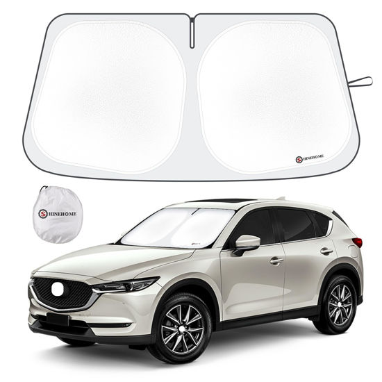 Picture of SHINEHOME Car Windshield Sun Shade Compatible with 2017-2023 2024 Mazda CX-5 CX5 Accessories Sport, Touring, Grand Touring, 4 Door Crossover Foldable Sunshade Custom Windshield Sun Visor