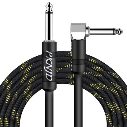 Picture of PKNJD 15FT TS 1/4 Inch Guitar Cable - Premium Quality Instrument Cable for Electric Guitars and Bass - Straight/Right Angle Connectors - Pro Audio Performance (15FT Right-Angle)