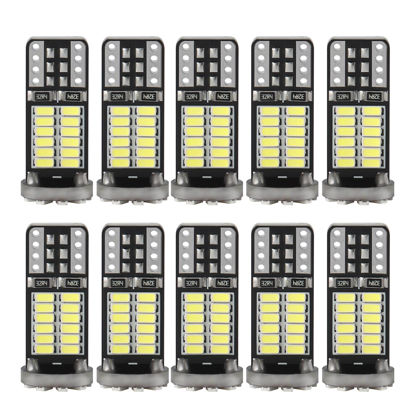 Picture of iFunyLED 10 Pieces 194 LED Bulb Super Bright 6500K T10 168 2825 W5W 34-SMD 3014 Chipsets Replacement Bulbs for Car Trunk Interior Dome Map Door Dash Courtesy License Plate Lights - Xenon White