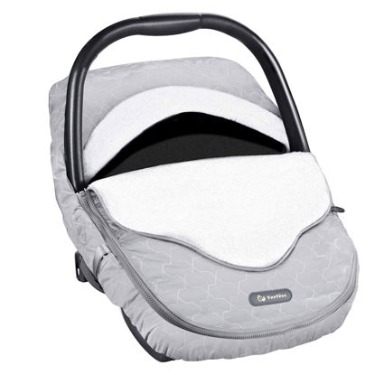 Picture of Yoofoss Baby Car Seat Cover Winter Carseat Canopies Cover to Protect Baby from Cold Wind, Super Warm Plush Fleece Baby Carrier Cover for Infant Boys Girls (Gray)