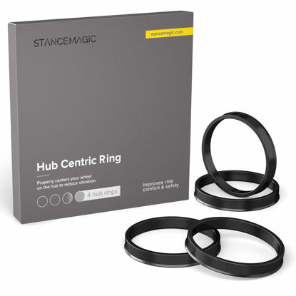 Picture of StanceMagic Hubcentric Rings (pk of 4)-57.1mm ID to 72.6mm OD-Black Poly Carbon Plastic Hubrings-Compatible with Audi Volkswagen VW BMW Chrysler Dodge Pontiac with 57.1mm Vehicle Hubs&72.6mm Wheels