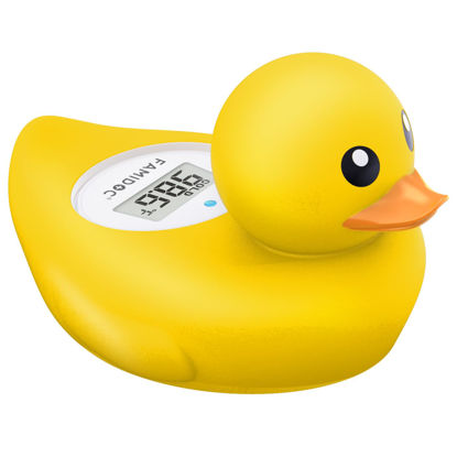 Picture of Baby Bath Thermometer Famidoc FDTH-V0-22 Water Temperature Test Floating on Water and Room Digital Bath tub Thermometers Duck Bath Thermometer Baby Safety New Upgraded