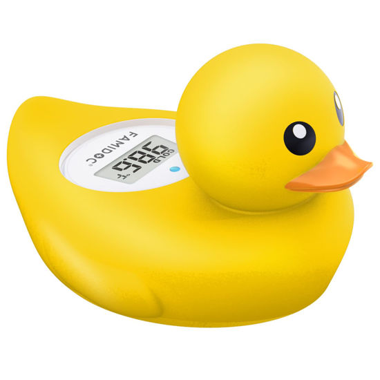 Picture of Baby Bath Thermometer Famidoc FDTH-V0-22 Water Temperature Test Floating on Water and Room Digital Bath tub Thermometers Duck Bath Thermometer Baby Safety New Upgraded