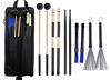 Picture of TUOREN Drumstick Bag with Floor Tom Hooks Includ 5 Pairs Drum Sticks Mallets Brushes Set Percussion Instrument Accessories for Kids Adults Drummer Practice Black