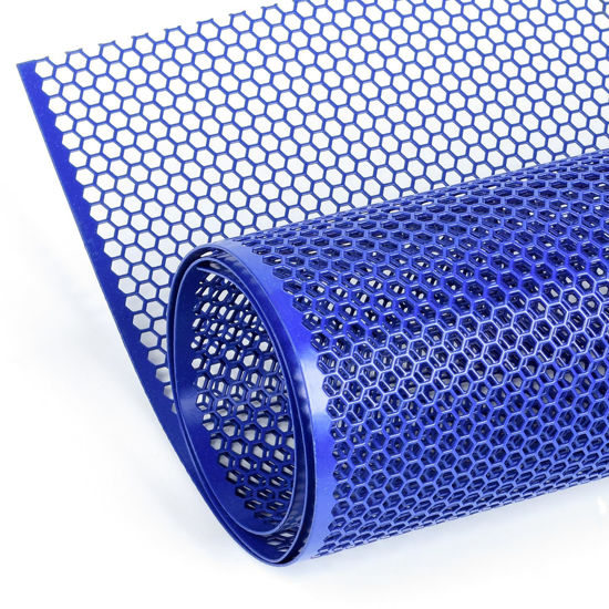Picture of AggAuto Universal 40"x13" Car Grill Mesh - Aluminum Alloy Automotive Grille Insert Bumper Honeycomb Hole 6mm Spacing 1mm, One of the Most Multifunctional Shape Grids 100x33cm Blue