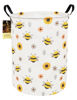Picture of HUNRUNG Laundry Hamper,Large Canvas Fabric Lightweight Storage Basket Toy Organizer Dirty Clothes Collapsible Waterproof for College Dorms(Round-Bee)