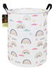 Picture of HUNRUNG Laundry Hamper,Large Canvas Fabric Lightweight Storage Basket Toy Organizer Dirty Clothes Collapsible Waterproof for College Dorms（Round-Rainbow）