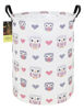 Picture of HUNRUNG Laundry Hamper,Large Canvas Fabric Lightweight Storage Basket Toy Organizer Dirty Clothes Collapsible Waterproof for College Dorms（Round-Love Owl）