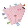 Picture of CREVENT Tag Security Blankets for Babies, Soft Small Taggie for Boys Girls, Baby Comforter Sensory Blanket, Great Gifts for Birthday Baby Shower 10"X10" (Pink+Grey)
