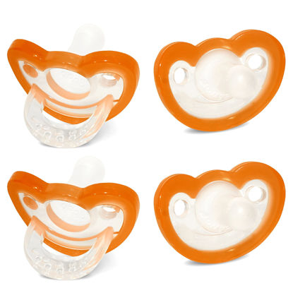 Picture of RAZBABY JollyPop Baby Pacifier Newborn, 3m+ (Orange, 4)
