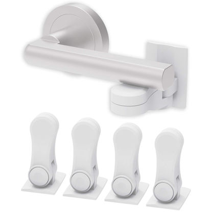 Picture of Inaya Child Proof Door Lever Lock (4-Pack) - Door Handle Lock - 3M Adhesive - Minimalist Design - No Drilling Child Safety Door Handle Locks