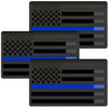 Picture of Embossed 3D Metal Thin Blue Line All Black American Flag Emblem Decal Stickers (3 Pack), Matte Black 5" x 3" Patriotic USA US Flag Decals for Car, Truck, Motorcycle Honoring Police Law Enforcement