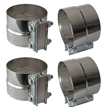 Picture of Exhaust Band Clamp 4 Inch Lap Joint Exhaust Pipe Muffler Clamp Band 304 Stainless Steel(4 Pack 4" Lap Joint Exhaust Clamp)