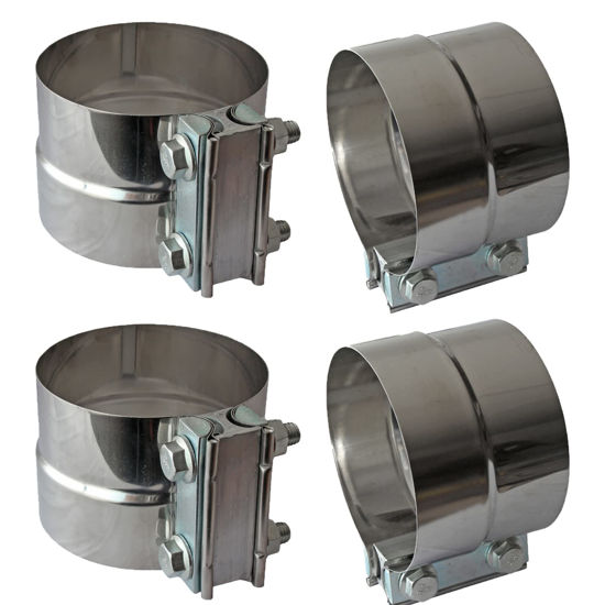 Picture of Exhaust Band Clamp 4 Inch Lap Joint Exhaust Pipe Muffler Clamp Band 304 Stainless Steel(4 Pack 4" Lap Joint Exhaust Clamp)