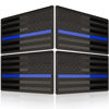 Picture of Embossed 3D Metal Thin Blue Line All Black American Flag Emblem Decal Stickers (2 Pairs), Matte Black 5" x 3" Patriotic USA US Flag Decals for Car, Truck, Motorcycle Honoring Police Law Enforcement