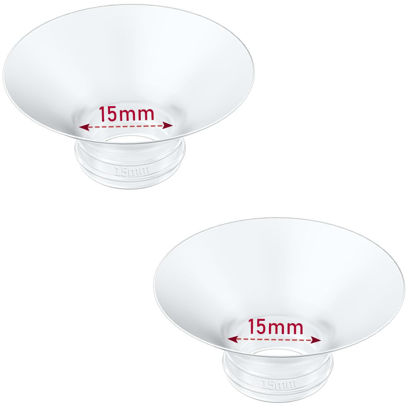 Picture of IVARONAL Flange Insert 2PCS 15mm Compatible with Momcozy M9/M6/M5/S12 Pro/S9 Pro/S12/S9,Spectra/Medela/Elvie/Bellababy/TSRETE/AWESMOM/Lansinoh Breast Pump 24mm Shields/Flanges