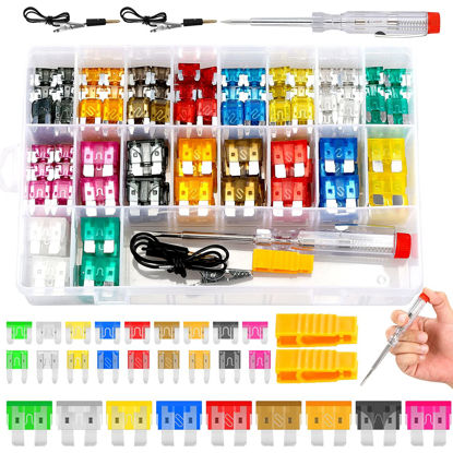 Picture of Fuse Assortment Kit,306pcs Car Boat Truck SUV Auto Automotive Assorted Replacement Blade Fuses Standard & Mini & Low Profile Mini-2A 5A 7.5A 10A 15A 20A 25A 30A 35A with Fuse Puller Circuit Tester