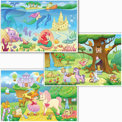 Picture of HomeWorthy Disposable Placemats for Baby - Girls Designs Toddler Placemat That Sticks to Tables at Restaurants - (Assorted 40 Pack with 3 Designs)