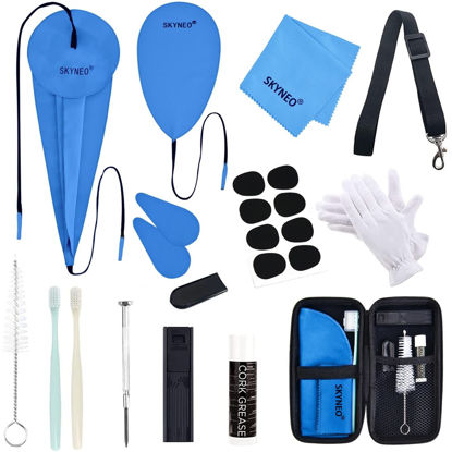 Picture of SKYNEO Saxophone Cleaning kit, Clarinet Cleaning Kit with Maintenance Kit,Cork Grease,Swab,Strap,Cleaning Cloth,Thumb Rest,Reed Case,Mouthpiece Brush and More